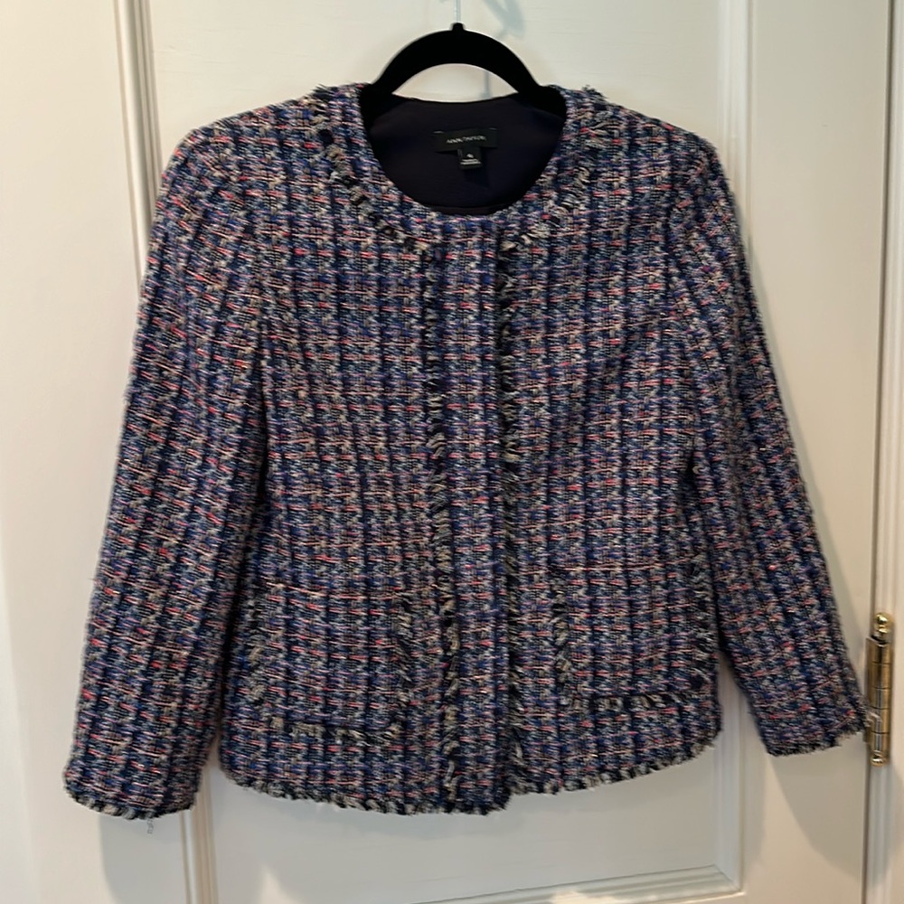 Ann Taylor Multi-Colour Boucle Fringe Blazer Size 4